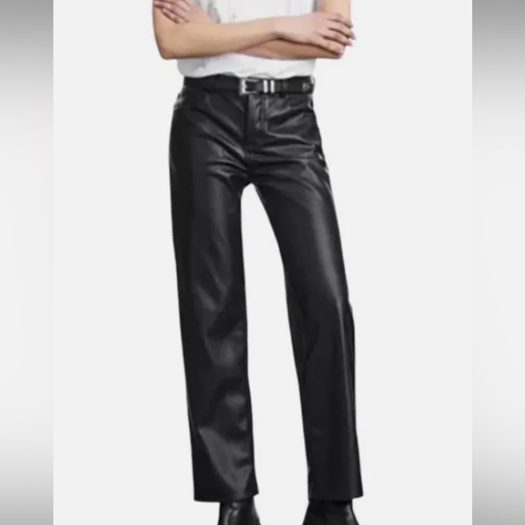 The Kooples Black Boot Cut Faux Leather Pants